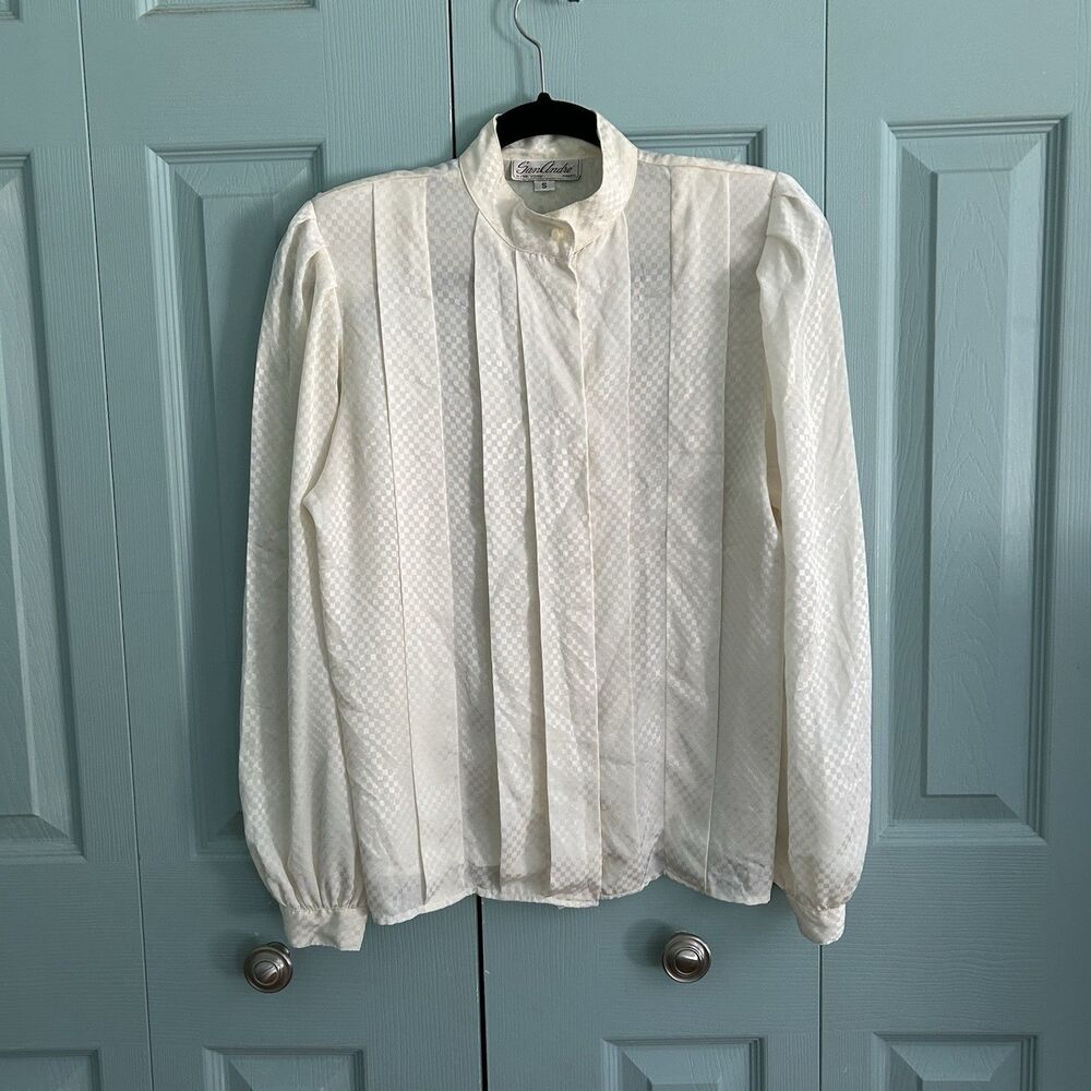 San Andre Vintage Button Up Blouse Small Castle Edwardian Pirate Bishop Sleeve